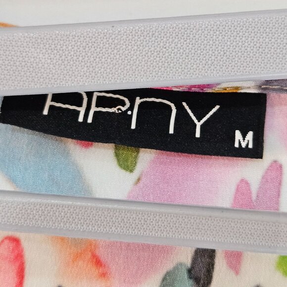 APNY Blouse Silk Blend Multicolor Artsy Print Long Sleeve Medium - Picture 6 of 10